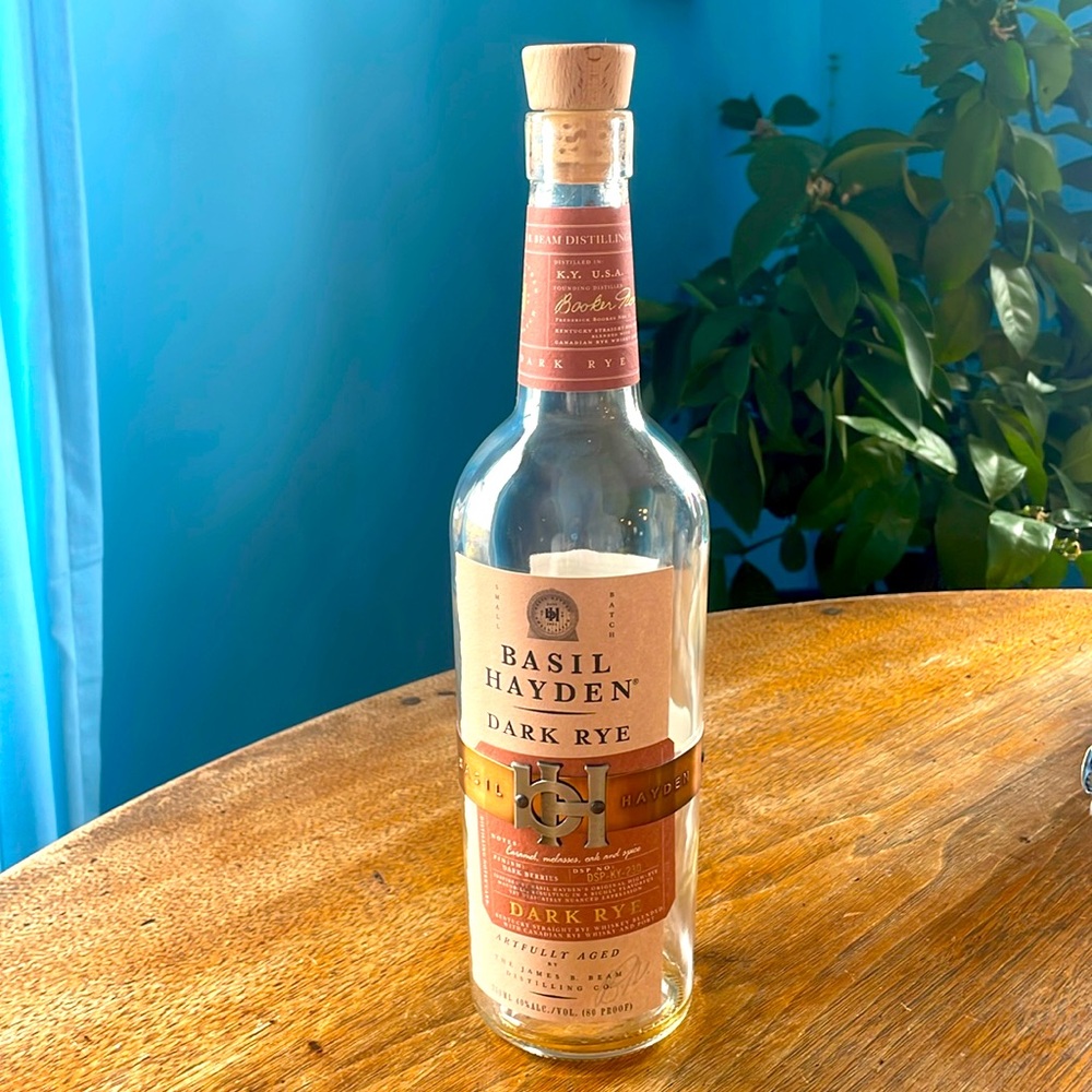 EMPTY Collectible Basil Hayden Kentucky Dark Rye Whiskey Bottle
